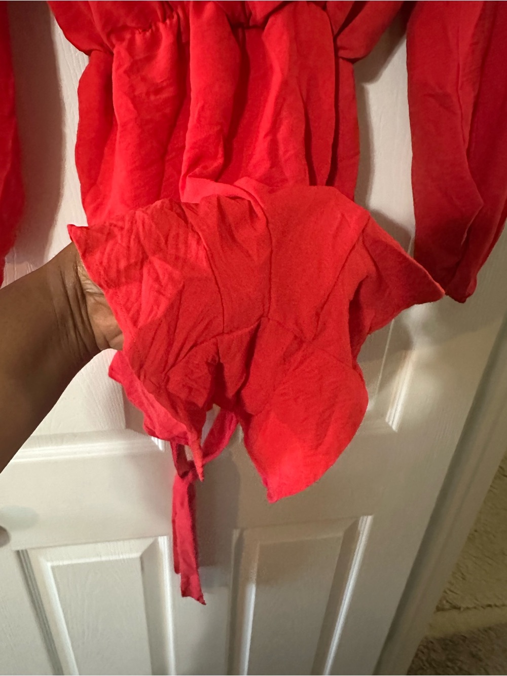 Red Wrap Romper - Picture 3 of 4